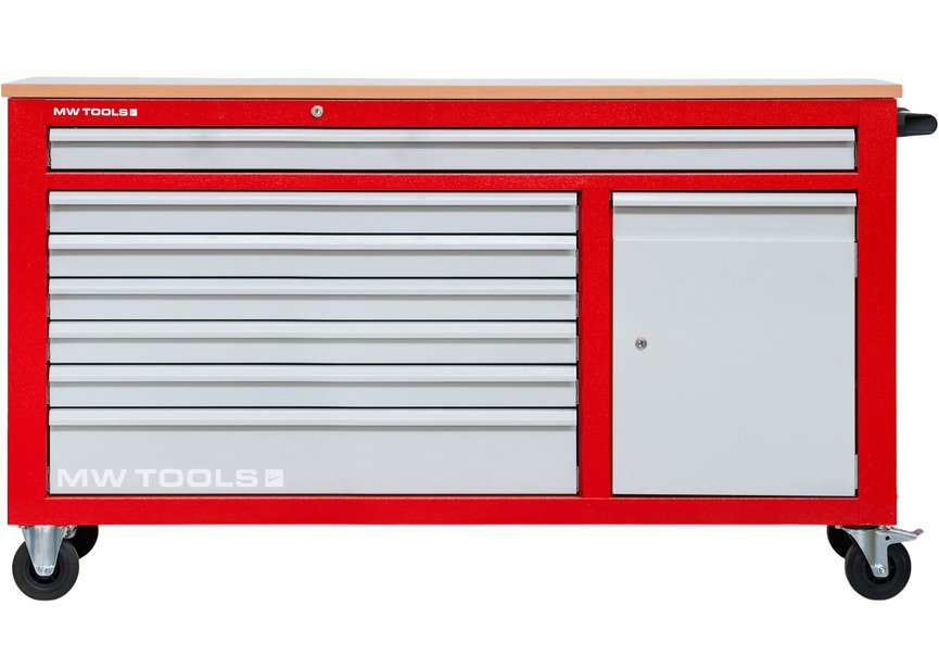 Servante d'atelier 7 tiroirs + 1 armoire rouge et grise XXL 1640 mm avec plan de travail stratifié MW Tools - 2