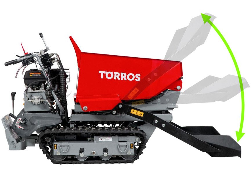 Minidumper à chenilles avec pelle et élévateur à ciseaux 500kg 9CH 6+2R vitesses Torros - 5