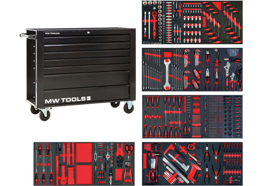 Servante d'atelier complète large, noire XL 514 outils MW Tools