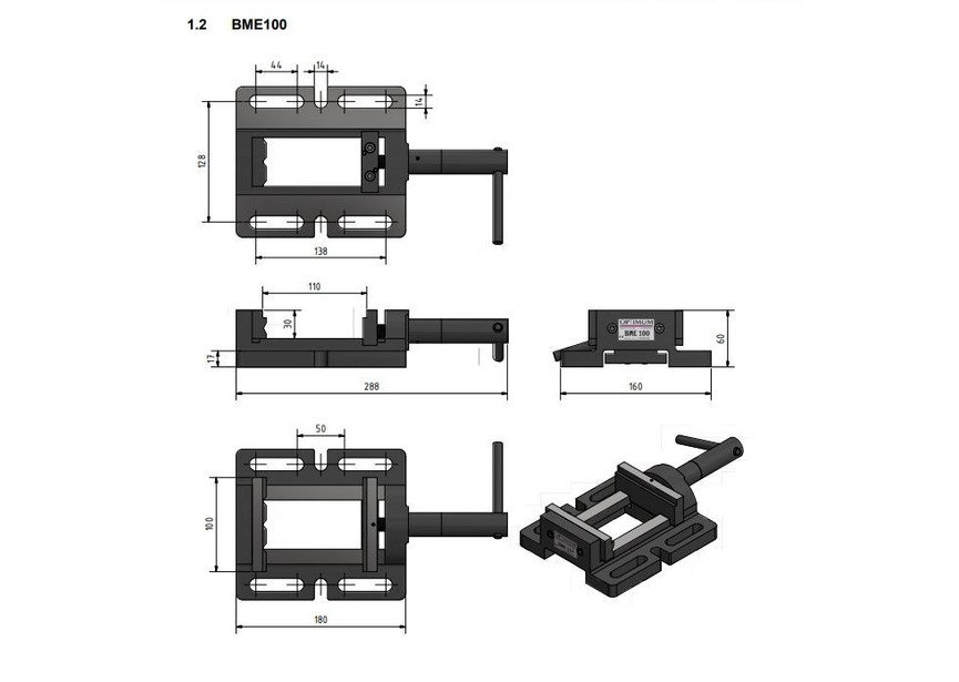 Étau de perçage universel mors fixe prismatique largeur des mors 100 mm ouverture maximale 100 mm hauteur des mors 30 mm Optimum - 2