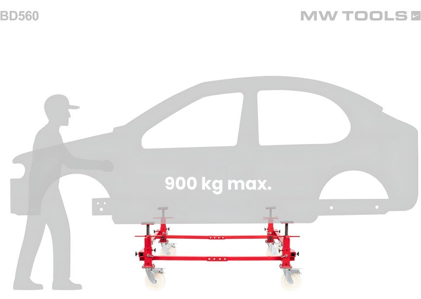 Chariot de carrosserie mobile 900 kg 4 supports MW Tools - 2
