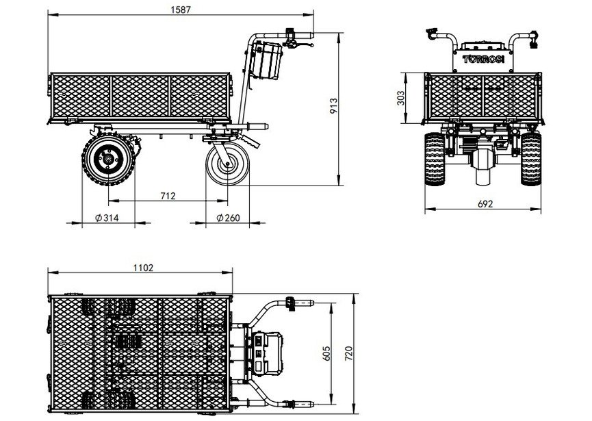 Brouette électrique 3 roues 250 kg benne basculante - batterie 40V / 6Ah Torros - 5