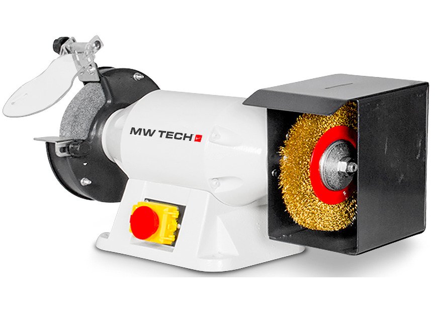 Touret à meuler brosse dia. 200 mm 2950 rpm 900 W 230V arbre 32 mm y compris meule et brosse MW-Tech - 2