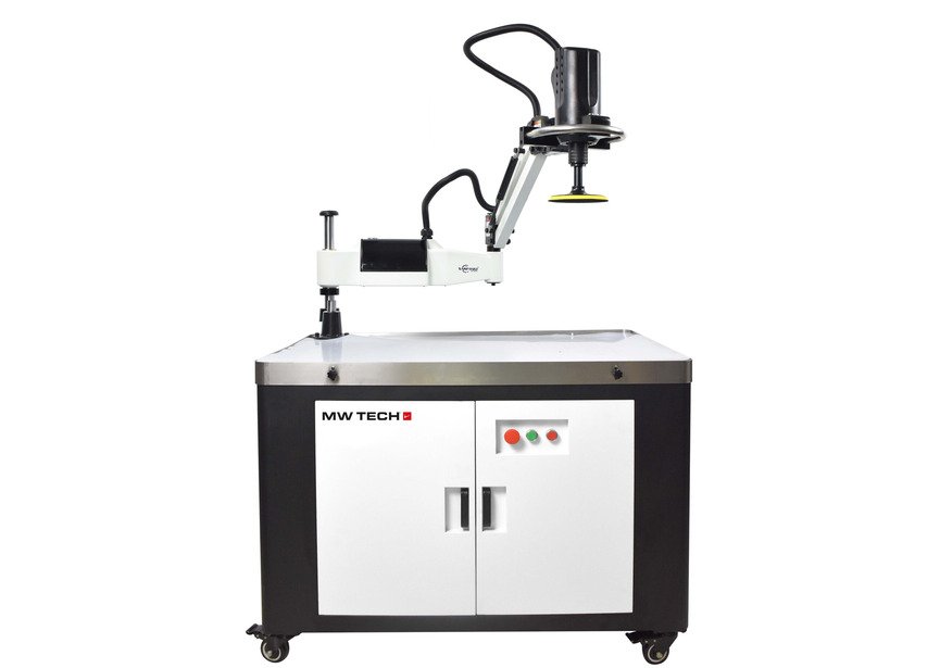 Débavureuse manuelle avec table à vide aspirante – Polissage et Ébavurage – Disque ø150 mm, Moteur 5,8 kW 400 V MW-Tech