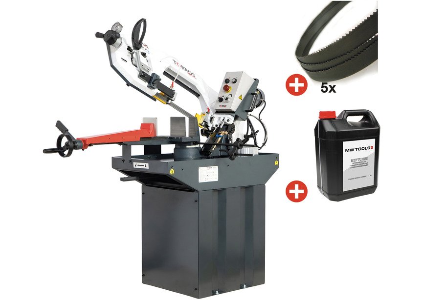 Pack scie à ruban pour métaux 225 mm - 230 V - Vitesse variable - 5 rubans - Liquide de coupe 5 L Torros