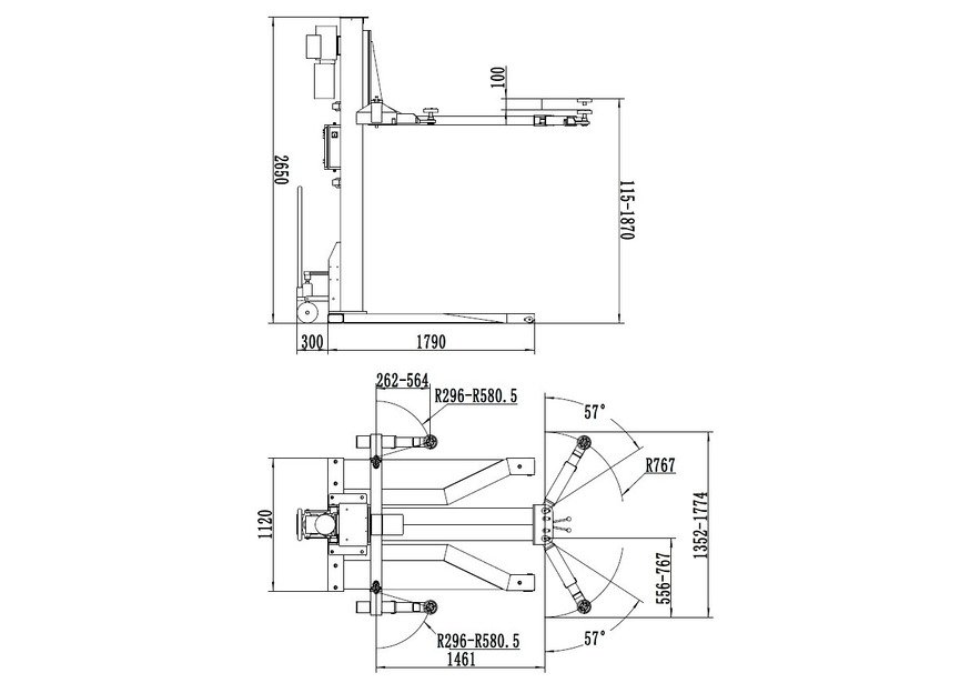 Pont élévateur professionnel 1 colonne mobile 2,5 T – 230 V MW Tools - 6