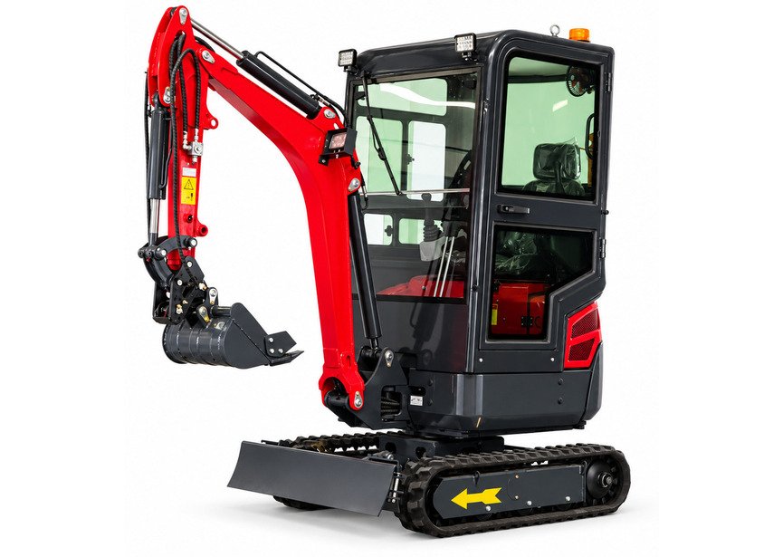 Mini-pelle 1,8 tonnes avec cabine moteur Kubota 10,2 kW 3 cylindres avec bras pivotant et train de chenilles extensible MW Tools