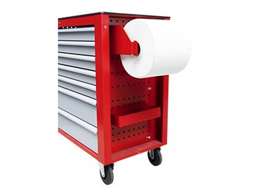 Servante d'atelier 7 tiroirs rouge et grise large 940 mm en acier soudé verrouillable roues ø125 mm MW Tools - 3