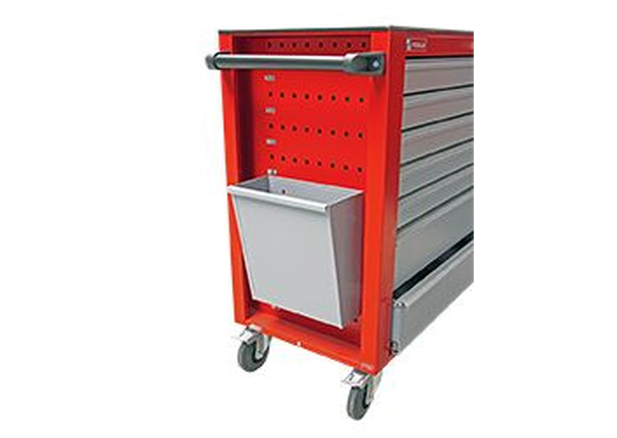 Servante d'atelier 7 tiroirs rouge et grise large 940 mm en acier soudé verrouillable roues ø125 mm MW Tools - 4