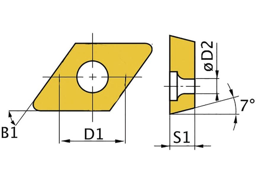 Plaquette avec revêtement 55° DCMT070204 - taille 07 - 10 pcs Optimum