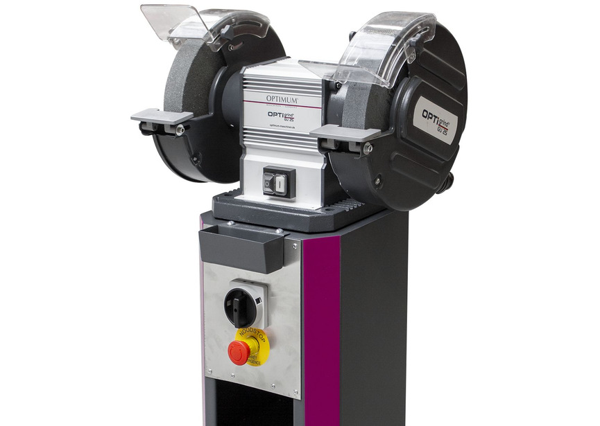 Touret à meuler dia. 250 mm 2850 rpm 1500 W 400V y compris deux meules sur socle avec arrêt d'urgence interrupteur principal Optigrind - 2
