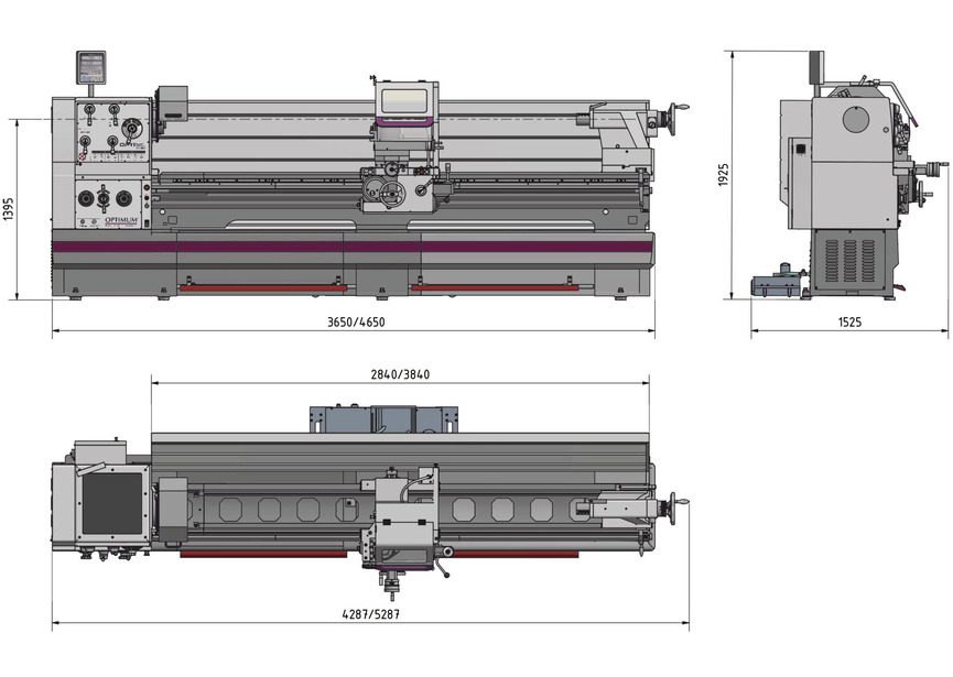 Tour à métaux hauteur des pointes 400 mm entre-pointes 2050 mm alésage 105 mm 11 kW 400V fonte + affichage digital Optiturn - 2