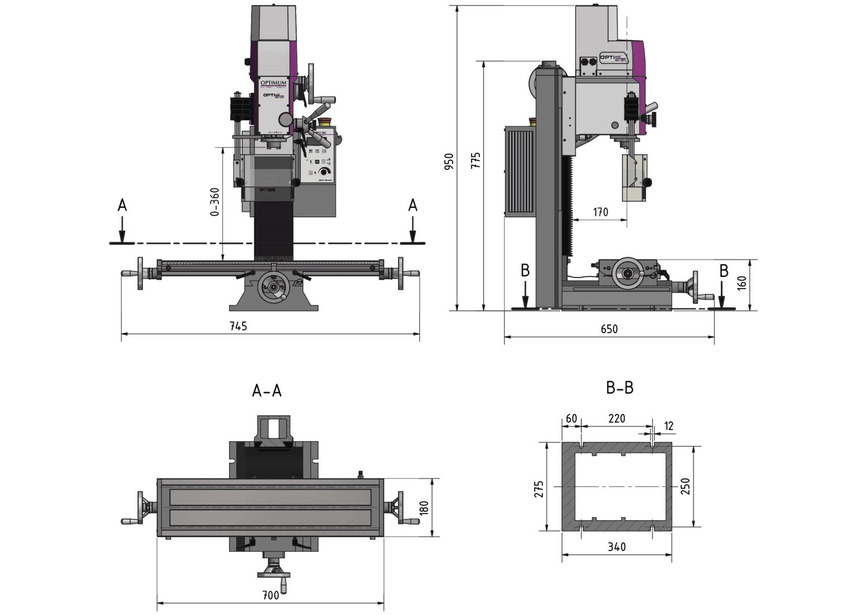 Dimensions MH22V / MH22VD