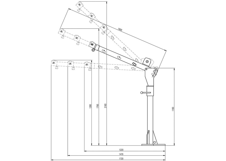 Grue de levage rotative 360° pour remorque & pick-up 300kg avec treuil manuel – À fixer MW Tools - 7