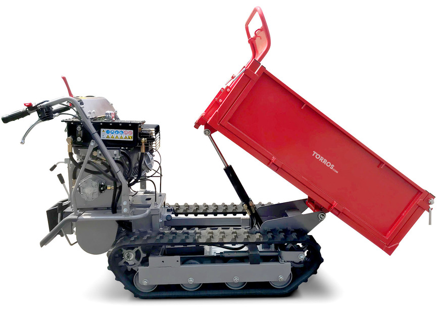 Minidumper à chenilles benne plateau basculante à ridelles 500KG 9CH 6+2R vitesses  Torros - 8