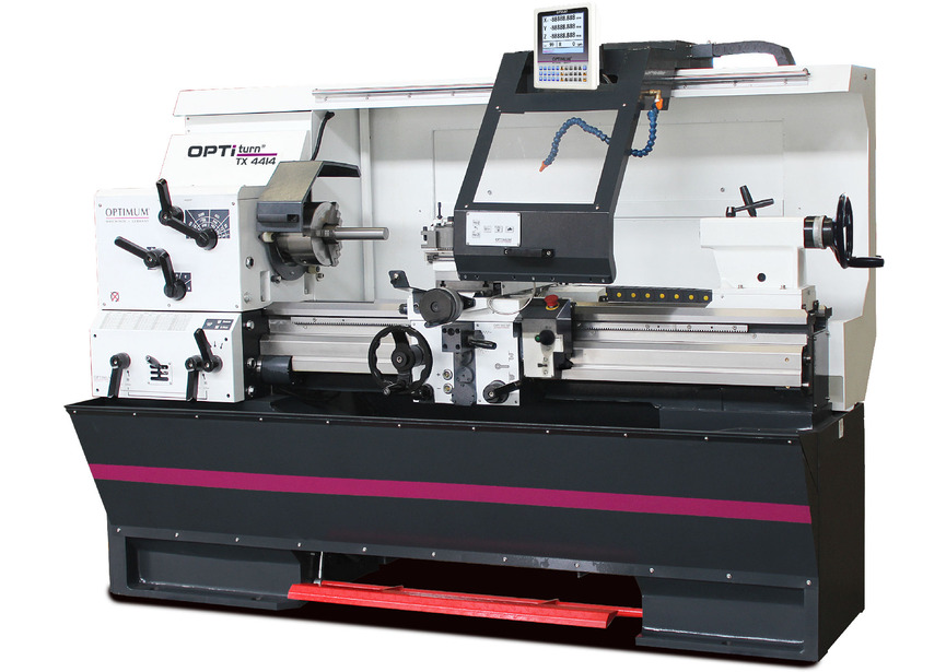 Tour à métaux industriel hauteur des pointes 220 mm entre-pointes 1280 mm alésage 52 mm 5,5 kW 400V + affichage digital Optiturn