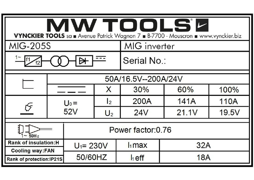 Poste à souder inverter MIG Synergie LCD 200 A + accessoires MW Tools - 9