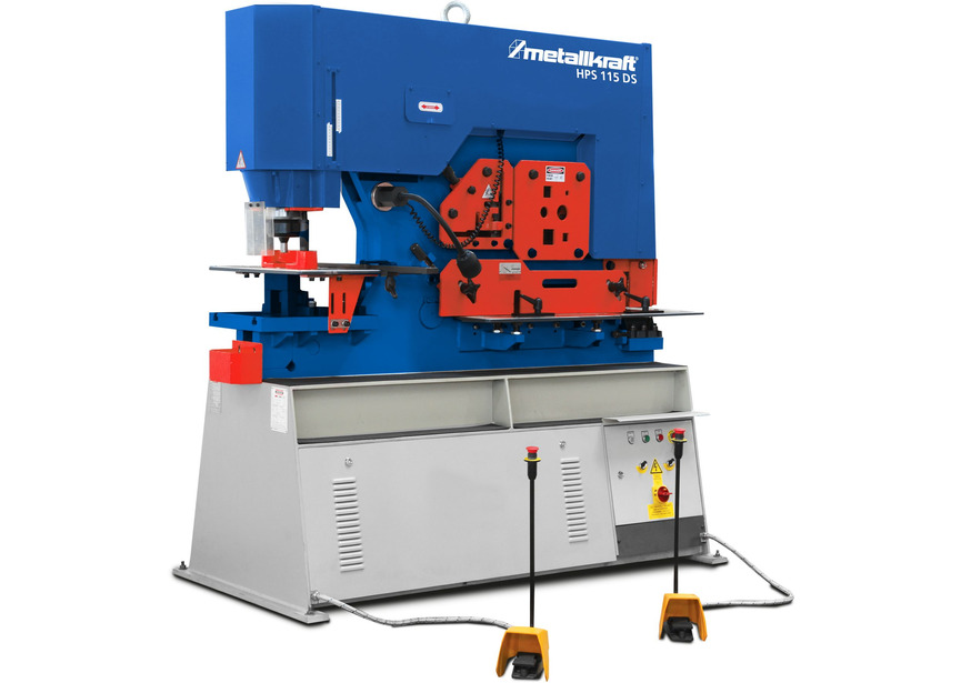 Cisaille combinée hydraulique à double commande 115 tonnes  poinçonnage de 34 mm épaisseurs de 26 mm 5 stations de travail 11 kW 400V Metallkraft