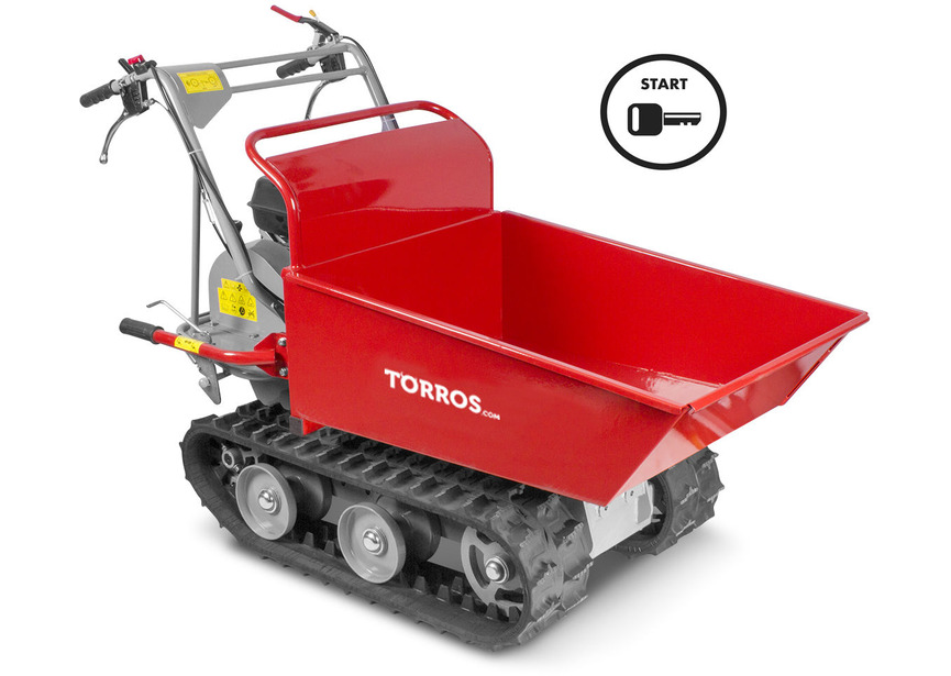Brouette à moteur thermique à chenilles benne basculante manuelle 300KG 6,5CH 3+1R vitesses à démarrage électrique  Torros