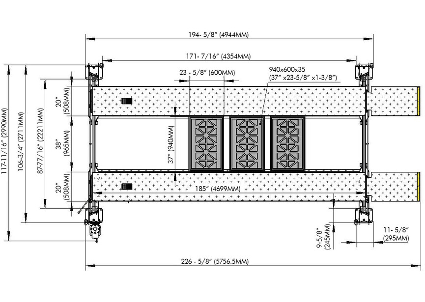 Pont parking élévateur 4 colonnes 3.6T 230V 4700mm 2 véhicules MW Tools - 8