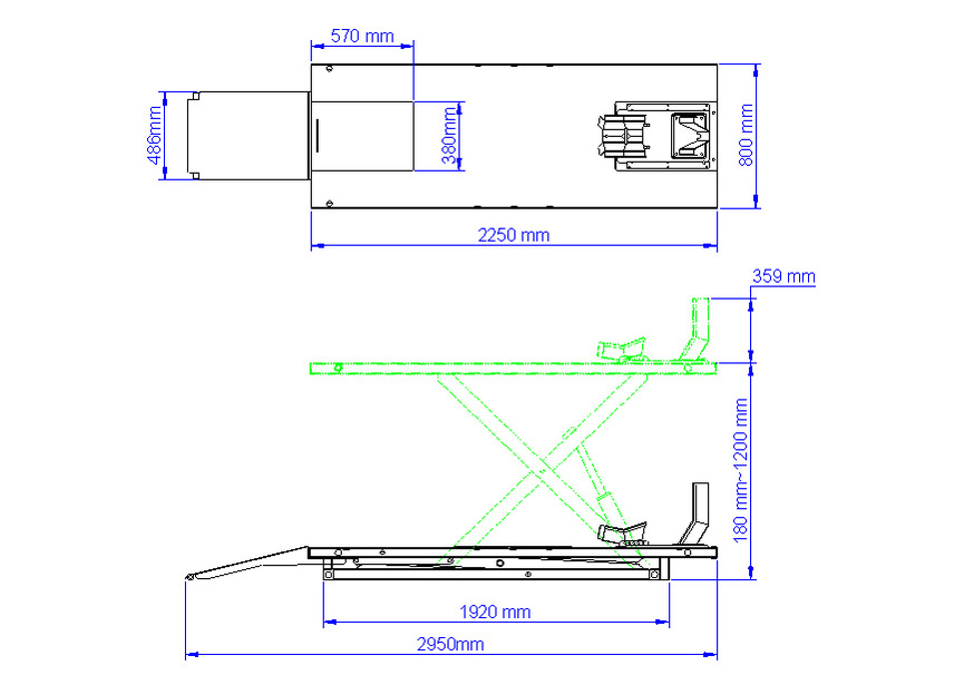 Pont moto électrique professionnel 230V - 1,1kW - 1000kg 2250x800mm MW Tools - 3