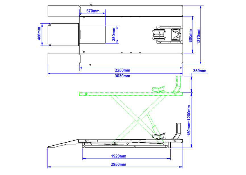Pont moto/quad électrique professionnel 230V – 1,1kW - 1000kg 2250x1270mm MW Tools - 2