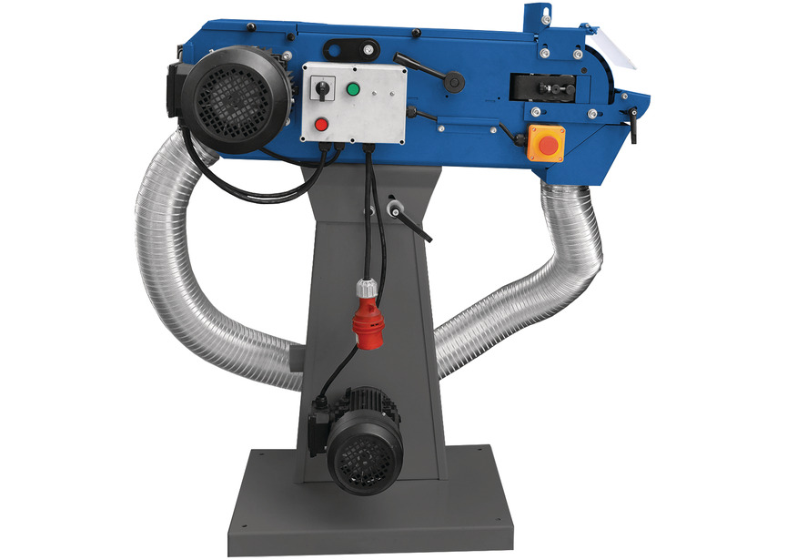 Ponceuse à bande pour métaux 75x2000 mm 18-36 m/s 3/4 kW 400V arrêt d'urgence avec aspiration intégrée Metallkraft