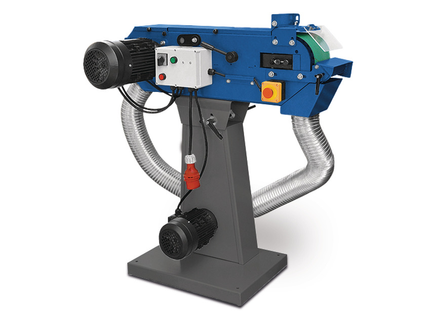 Ponceuse à bande pour métaux 75x2000 mm 18-36 m/s 3/4 kW 400V arrêt d'urgence avec aspiration intégrée Metallkraft - 4