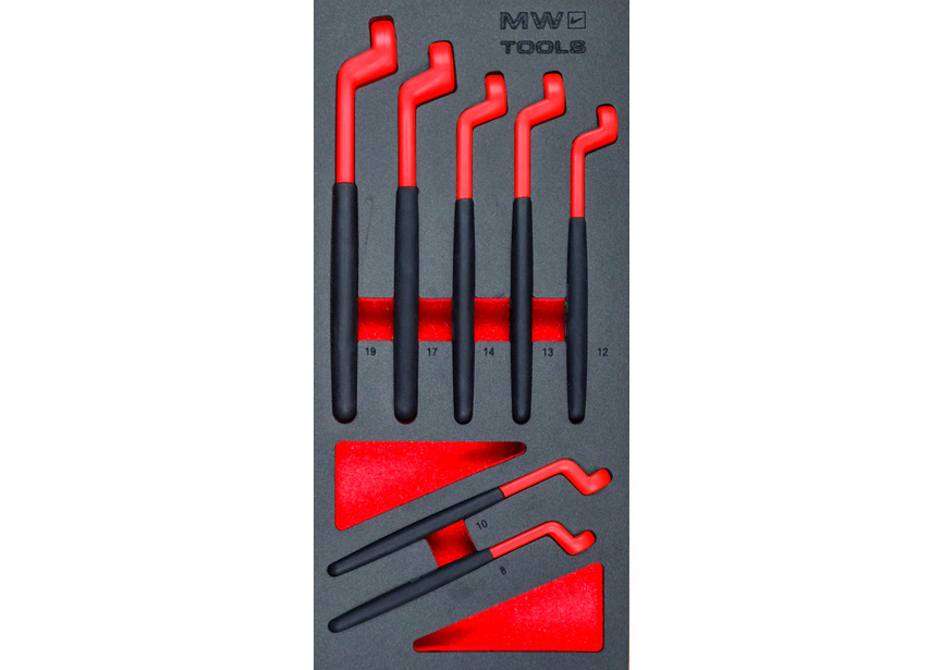Jeu de clés polygonales 8-19 mm 7 pièces module en mousse pour servante d'atelier MW Tools