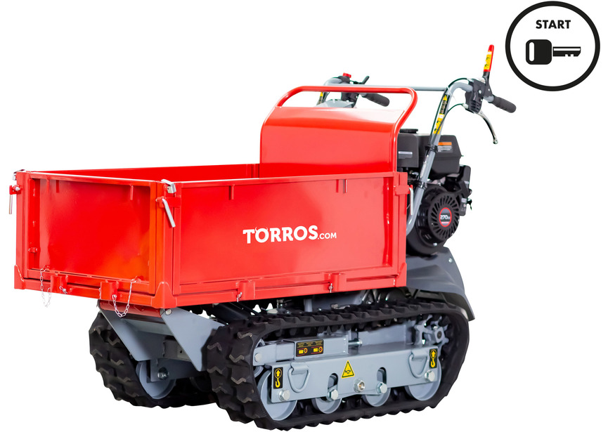Minidumper à chenilles benne plateau basculante à ridelles 500KG 9CH 6+2R vitesses à démarrage électrique  Torros