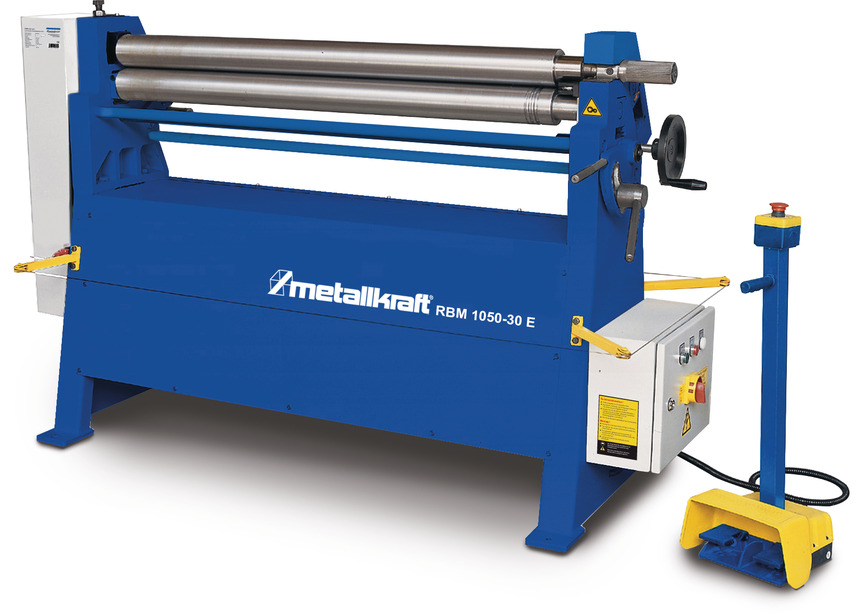 Rouleuse de tôle électrique à 3 rouleaux largeur de travail 1050 mm épaisseur jusqu'à 2,25 mm en inox 1,1 kW 400V rouleaux durcis Metallkraft