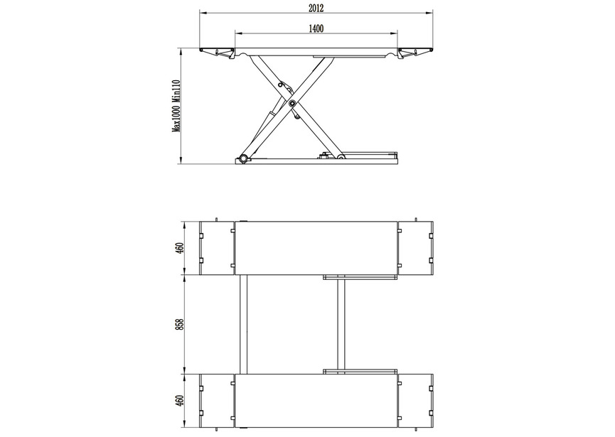Pont ciseaux élévateur 3T 1000mm 3x400V MW Tools - 4