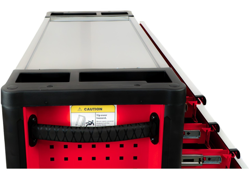 Servante d'atelier 7 tiroirs rouge et noire extra large 960 mm finition haute qualité avec plan de travail en acier inoxydable MW Tools - 5