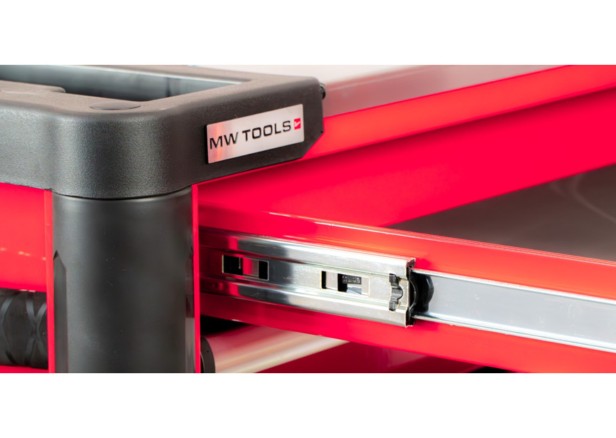Servante d'atelier 7 tiroirs rouge et noire extra large 960 mm finition haute qualité avec plan de travail en acier inoxydable MW Tools - 6