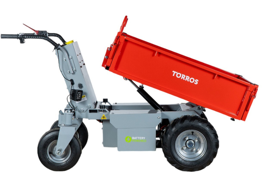 Mini dumper électrique 500kg 196L plateau basculant hydraulique cloison amovible batterie 48V / 32Ah Torros