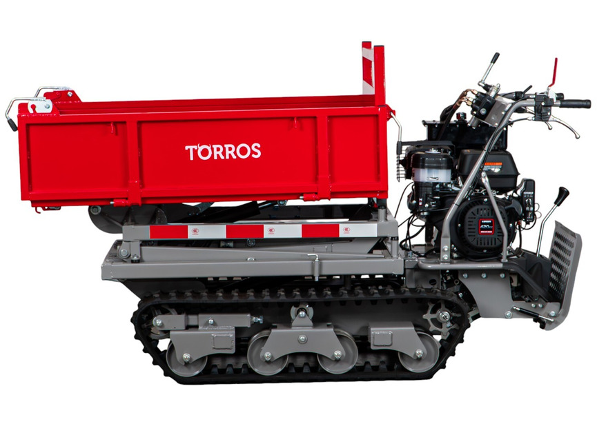 Minidumper à chenilles avec élévateur à ciseaux hydraulique benne plateau 800kg 13CH 6+2R vitesses démarrage électrique Torros - 3