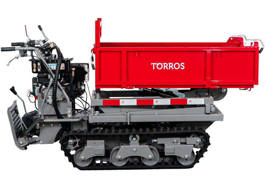 Minidumper à chenilles avec élévateur à ciseaux hydraulique benne plateau 800kg 13CH 6+2R vitesses démarrage électrique Torros - 11