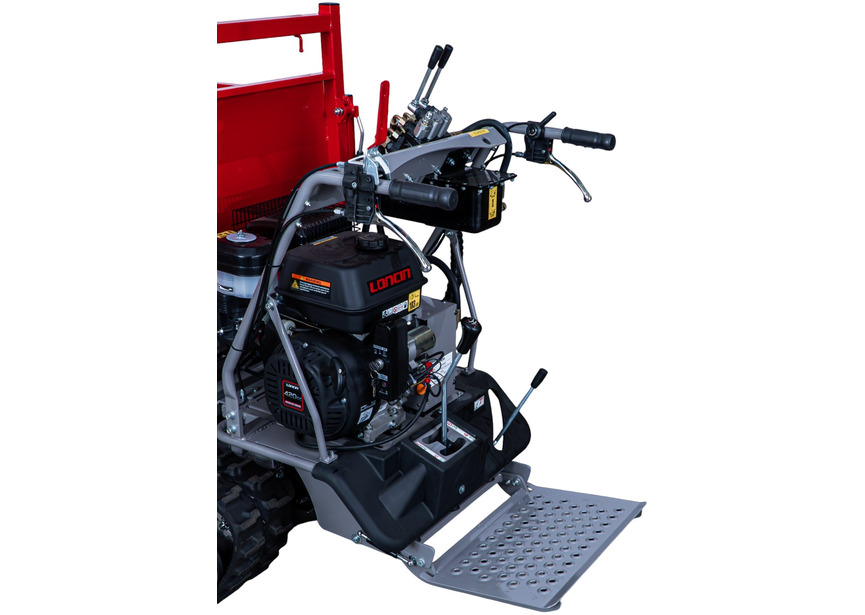 Minidumper à chenilles avec élévateur à ciseaux hydraulique benne plateau 800kg 13CH 6+2R vitesses démarrage électrique Torros - 13