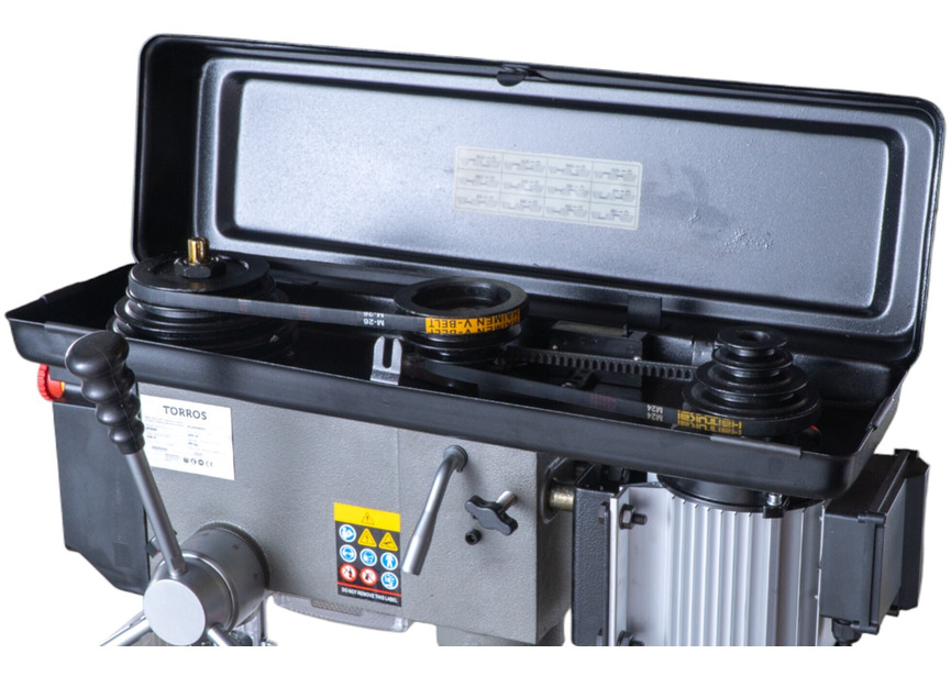 Perceuse à colonne professionnelle jusque ø 20 mm CM2 600W 230V + étau de perçage jeu de boulons jeu mêches aérosol Torros - 3
