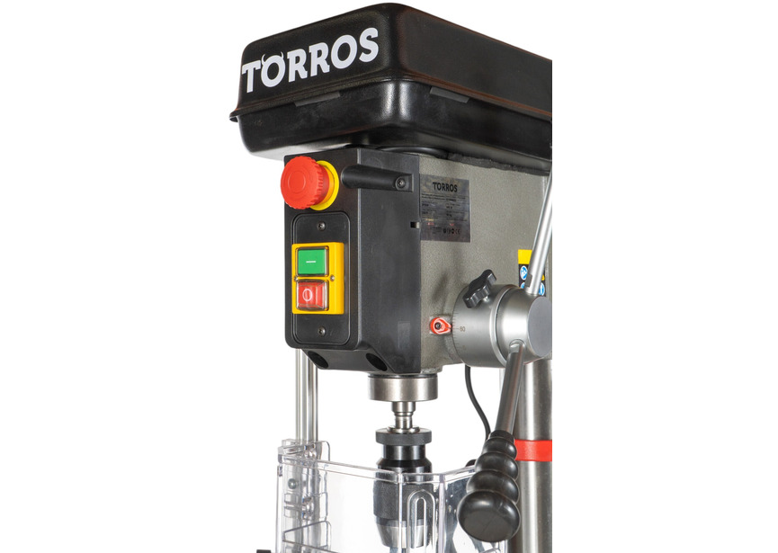 Perceuse à colonne professionnelle jusque ø 20 mm CM2 600W 230V + étau de perçage jeu de boulons jeu mêches aérosol Torros - 4