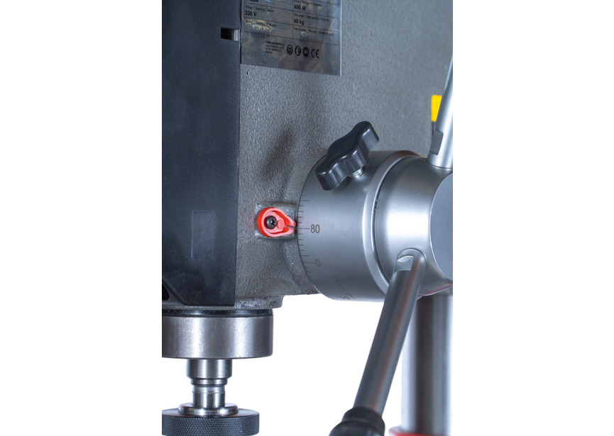 Perceuse à colonne professionnelle jusque ø 20 mm CM2 600W 230V + étau de perçage jeu de boulons jeu mêches aérosol Torros - 6