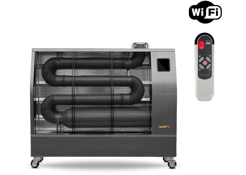 Chauffage Radiateur fioul professionnel mobile radiant infrarouge 17,4 kW motif en acier inoxydable 500-1600 m³ Wifi Hipers - 2